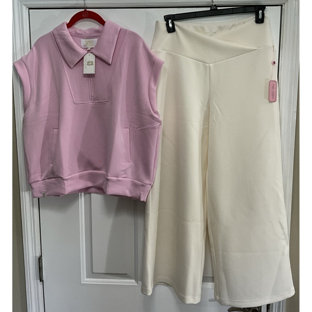 Simply Southern Pant Set Combo (Pink Top XL) (Off-White Bottoms XL)